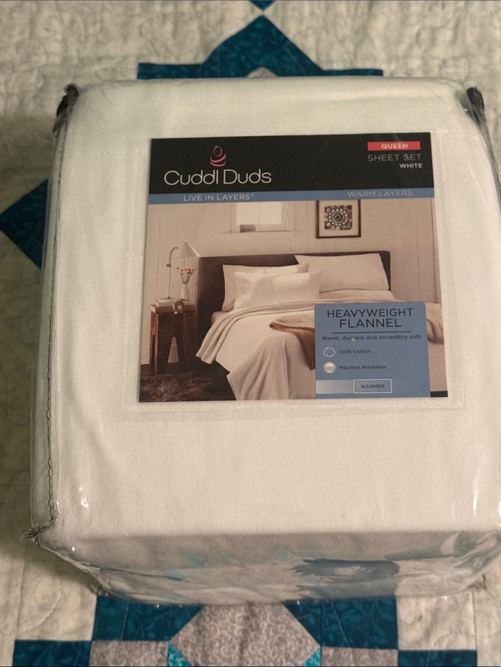 Cuddl Duds White Heavyweight Flannel Sheet Set - Queen
